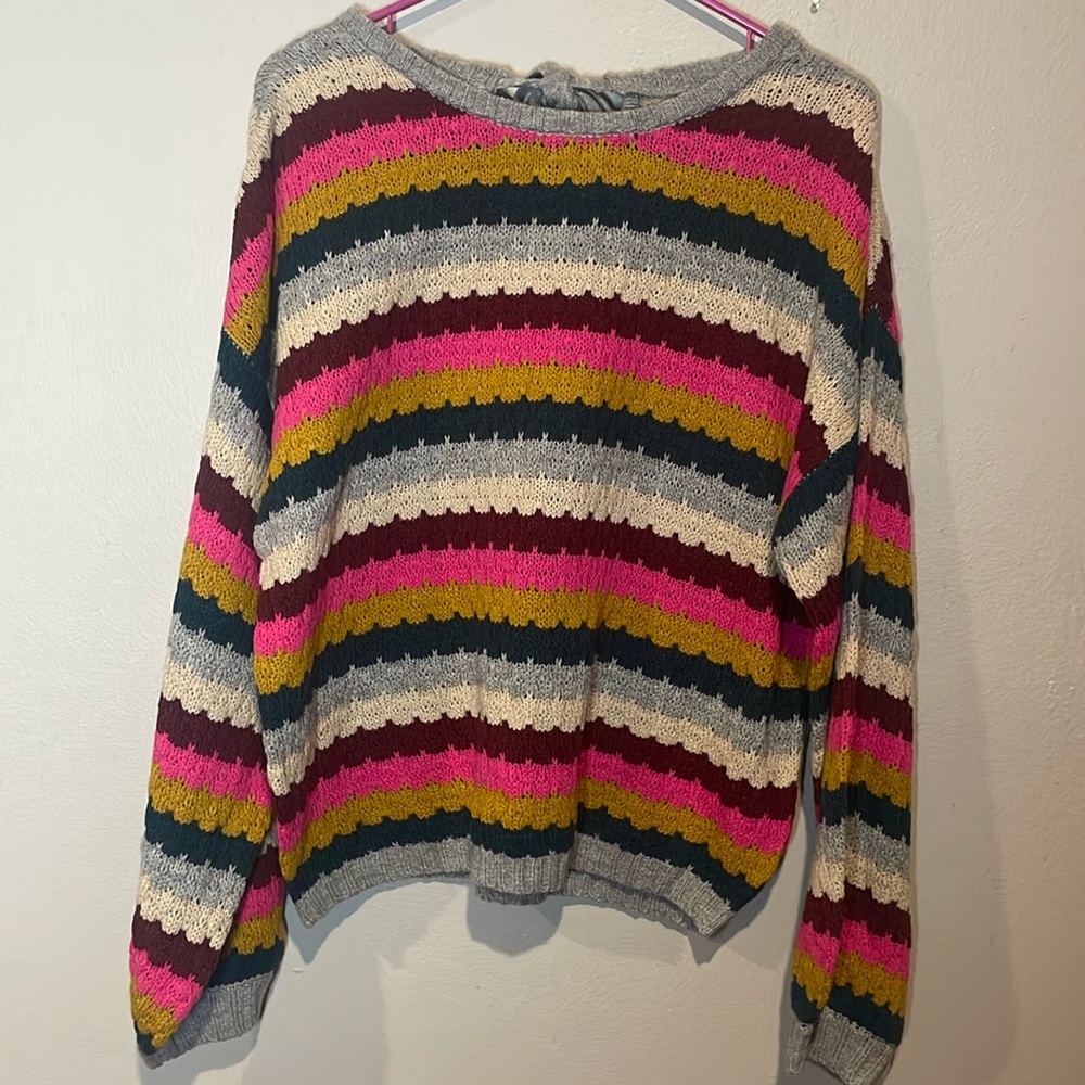 Blu pepper bubble sleeve sweater multi colored